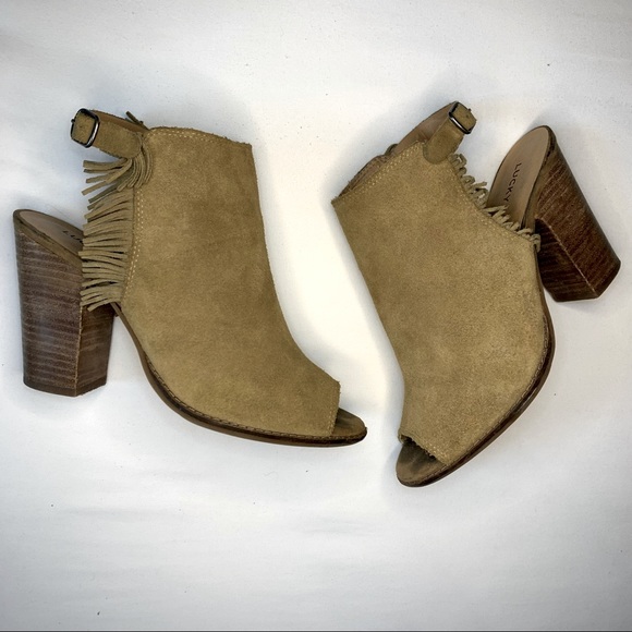 Vintage Lucky Brand Lantau Suede Fringe Heel Bootie - Picture 7 of 7
